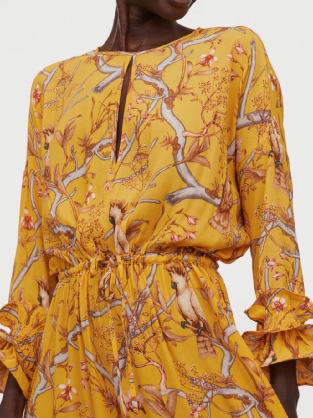 NWT Johanna Ortiz x H&M Yellow Floral Crepe Dress Size L - Picture 10 of 16